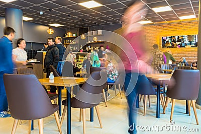 Eskisehir, Turkey - April 15, 2017: People sitting in a cafe shop Editorial Stock Photo