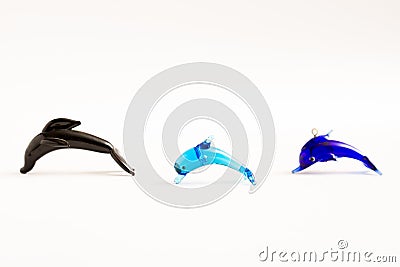 Handmade Glass Crystal Dolphin Figurines Stock Photo