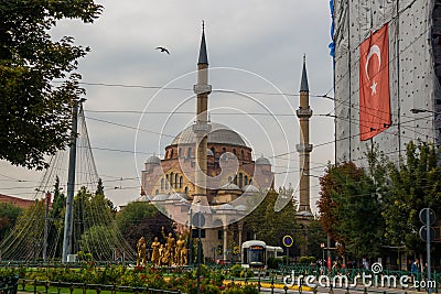 Eskisehir, Turkey: Resadiye Street and Resadiye Mosque view in Eskisehir City Editorial Stock Photo