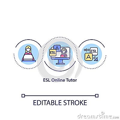 ESL online tutor concept icon Vector Illustration