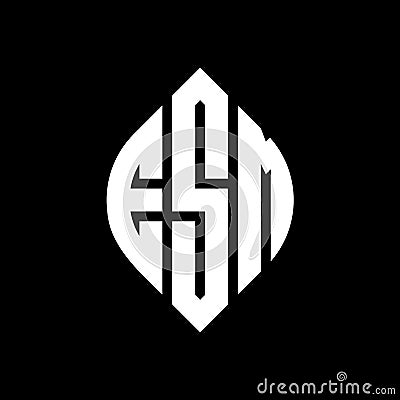 ESM circle letter logo design with circle and ellipse shape. ESM ellipse letters with typographic style. The three initials form a Vector Illustration