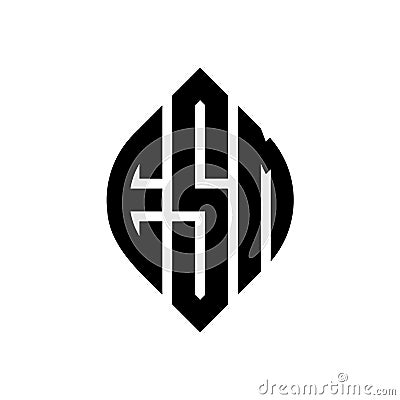 ESM circle letter logo design with circle and ellipse shape. ESM ellipse letters with typographic style. The three initials form a Vector Illustration