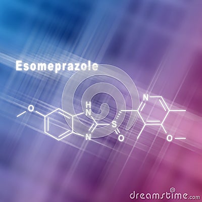 Esomeprazole, reduces stomach acid Structural chemical formula Stock Photo