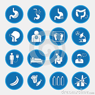 Esophageal cancer icons blue button Vector Illustration