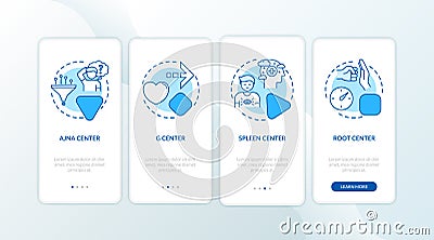 Esoteric energy centers onboarding mobile app page screen with concepts Vector Illustration
