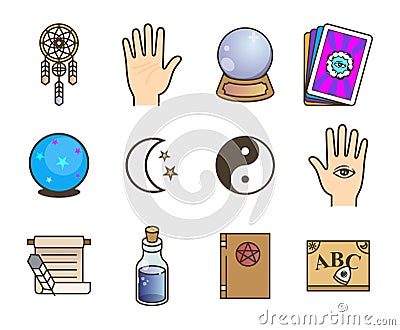 Esoteric and mystic icon set Stock Photo