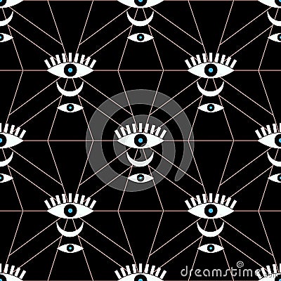 Esoteric, mystical eye symbol pattern design. eye of Ra, eye of Horus, Egypt old god eye background Vector Illustration