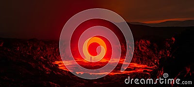 esoteric red circle surreal glister generative AI Stock Photo