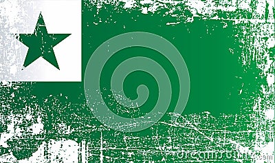 Esperanto flags. Wrinkled dirty spots. Stock Photo