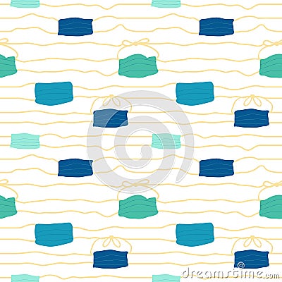 Ð espiration and breath medical face masks pattern in green and blue Vector Illustration