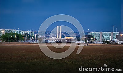 Esplanada dos Ministerios at night - Brasilia, Distrito Federal, Brazil Editorial Stock Photo