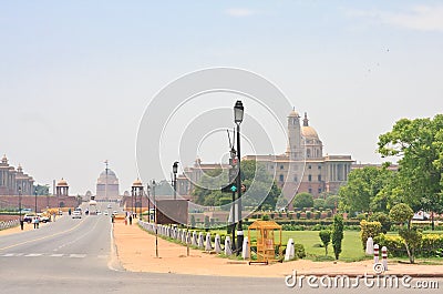 Esplanade Rajpath. The Indian government buildings. New Delhi Stock Photo