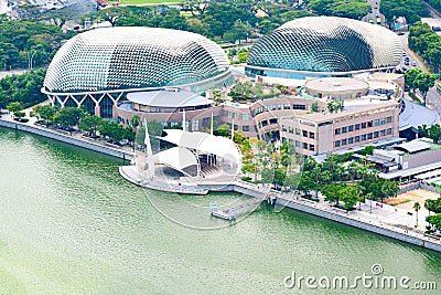 Esplanade, Theatres on the Bay, Singapore. Aerial view Editorial Stock Photo