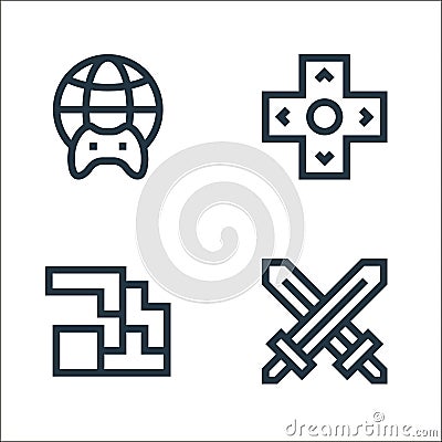 esports line icons. linear set. quality vector line set such as swords, tetris, controller Vector Illustration