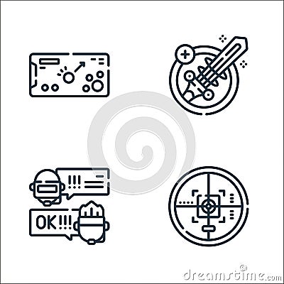 esports line icons. linear set. quality vector line set such as target, gamer, sword Vector Illustration