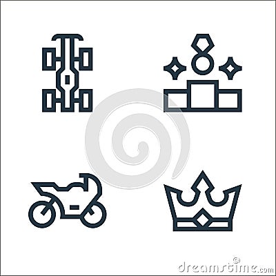 esports line icons. linear set. quality vector line set such as crown, motorbike, ranking Vector Illustration