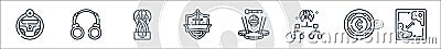 esports line icons. linear set. quality vector line set such as map, coins, classification, d hologram, esports, trophy, Vector Illustration