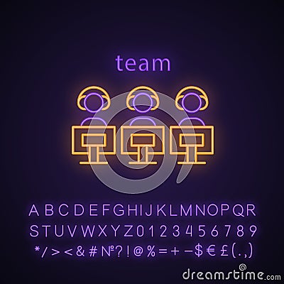 Esports team neon light icon Vector Illustration