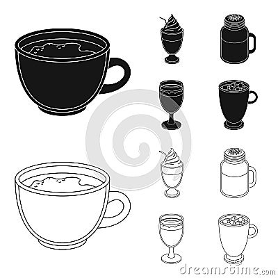 Esprecco, glase, milk shake, bicerin.Different types of coffee set collection icons in black,outline style vector symbol Vector Illustration