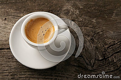 Espresso coffee cup with foam on top view Stock Photo