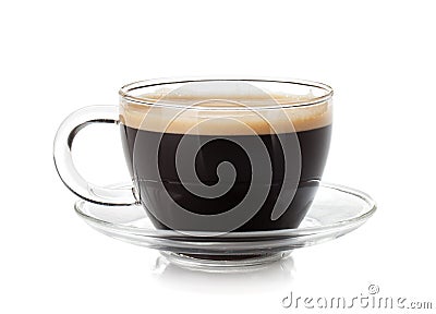 Espresso coffee in glass cup Stock Photo
