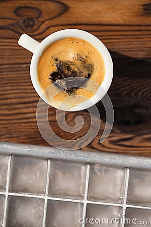 Espresso with ice cubes coffee Stock Photo