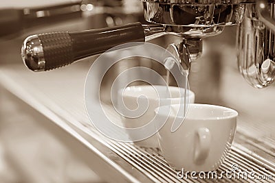 Espresso machine brewing a coffee Stock Photo