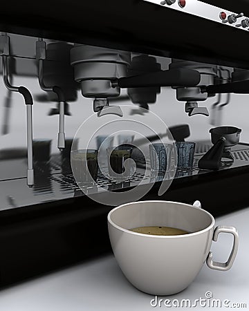 Espresso machine and cup of coffee Stock Photo