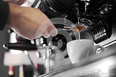 Espresso machine making coffee Stock Photo