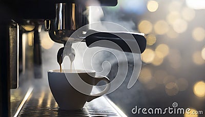 espresso machine making coffee Stock Photo