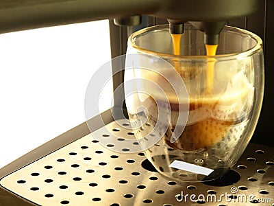 Espresso Maker & Coffee Stock Photo