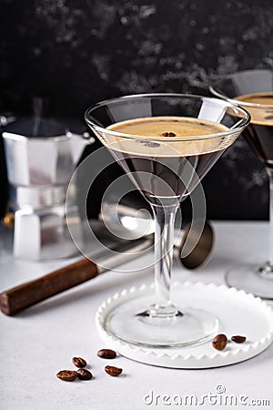 Espresso martini in two glasses Stock Photo