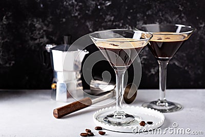 Espresso martini in two glasses Stock Photo