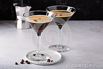 Espresso martini in two glasses Stock Photo