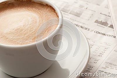 Espresso and news paper Stock Photo