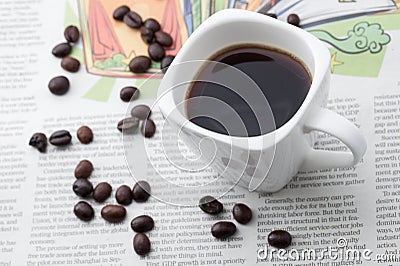 Espresso one cup on NEWS paper Stock Photo