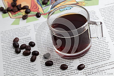 Espresso one shot on NEWS paper Stock Photo