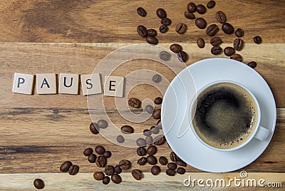 Espresso pause concept background on wood Stock Photo