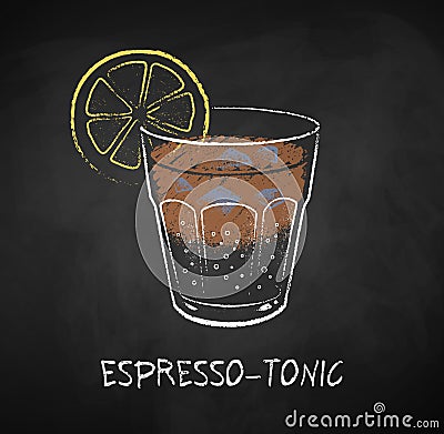 Espresso tonic coffee chalk illustration. Vector Illustration