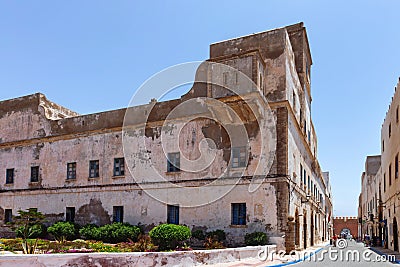 ESSAOUIRA, MOROCCO - JUNE 10, 2017: Old historical architecture in the center of Essaouira former Portuguese name Mogador Editorial Stock Photo