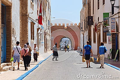 ESSAOUIRA, MOROCCO - JUNE 10, 2017: Old historical gate in the center of Essaouira former Portuguese name Mogador Editorial Stock Photo