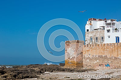 Essaouira port in Morocco, view on old architecture and city wall Editorial Stock Photo