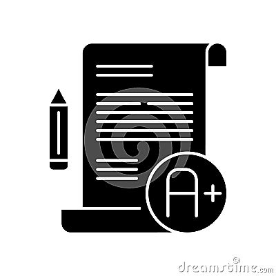 Essay examination black glyph icon Vector Illustration