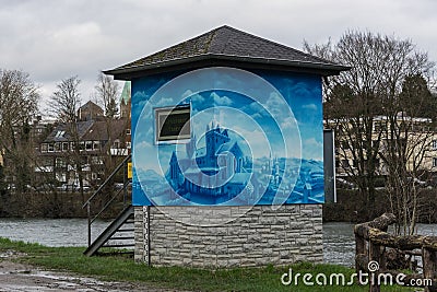 Water level monitoring station in Essen-Werden Germany. Editorial Stock Photo