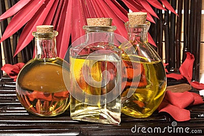 Essential body massage oils Stock Photo