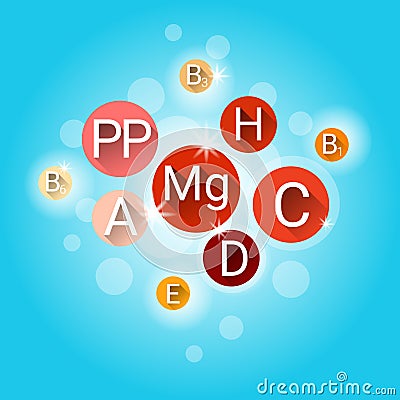 Essential Chemical Elements Nutrient Minerals Vitamins Vector Illustration