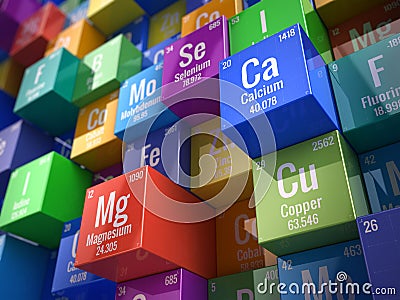 Essential chemical minerals and microelements Stock Photo