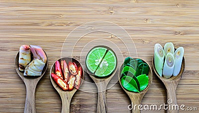 Essential ingredients of Tom Yum, Thailand fomous food Stock Photo