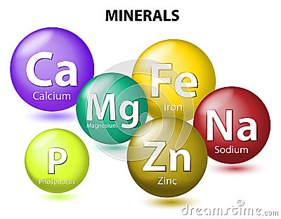 Essential Minerals Vector Illustration