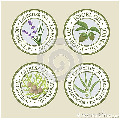 Essential oil labels set Vector Illustration